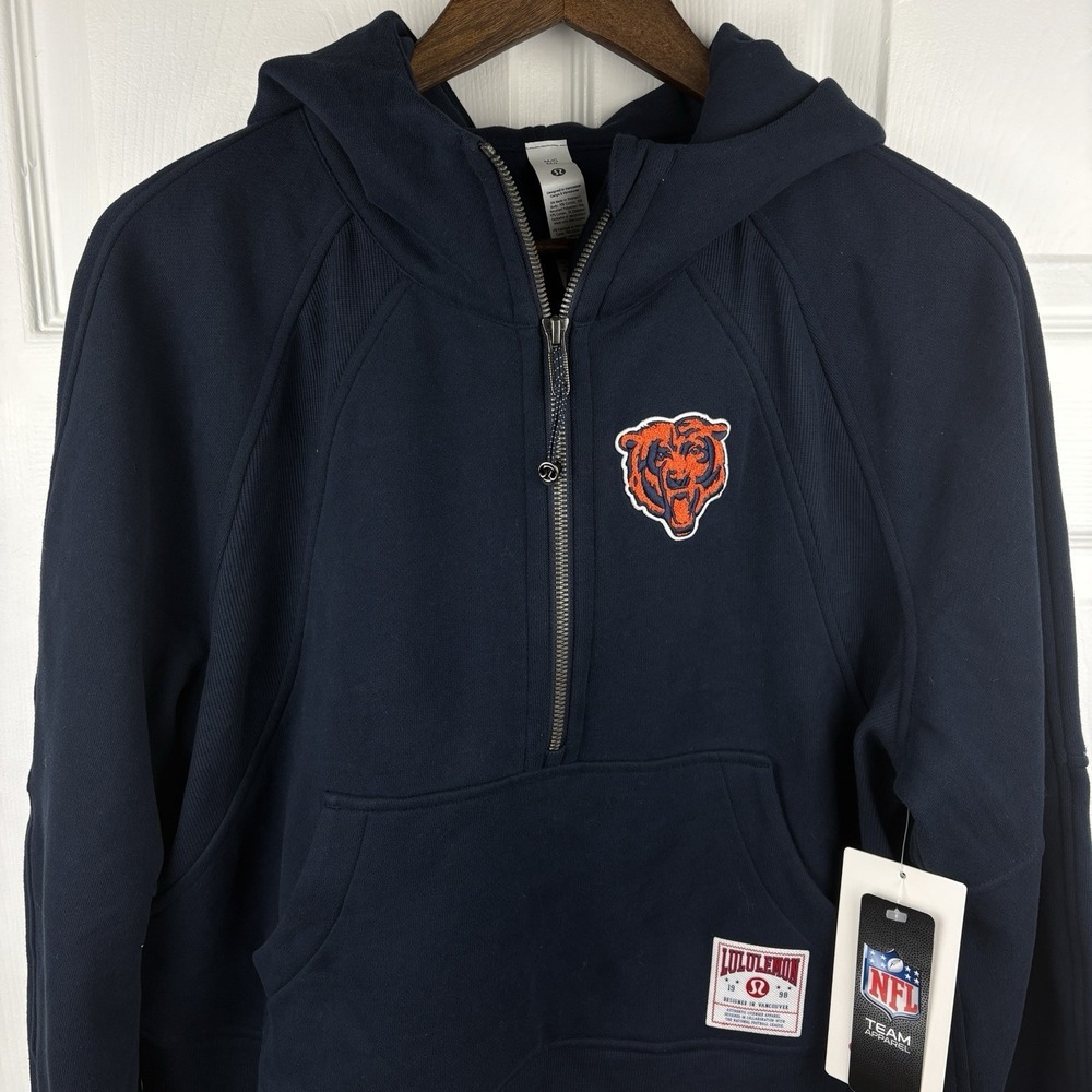 Chicago Bears Lululemon Womens Hoodie Scuba Sweatshirt Half Zip Large M/L NEW - Picture 2 of 11